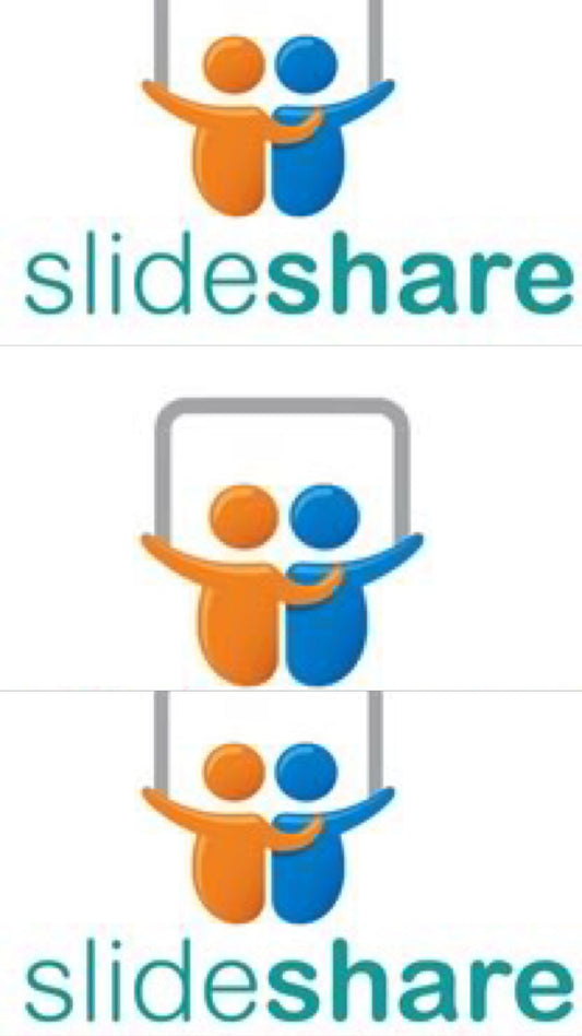 Logo de SlideShare con dos figuras abrazadas representando colaboración y presentación de contenidos